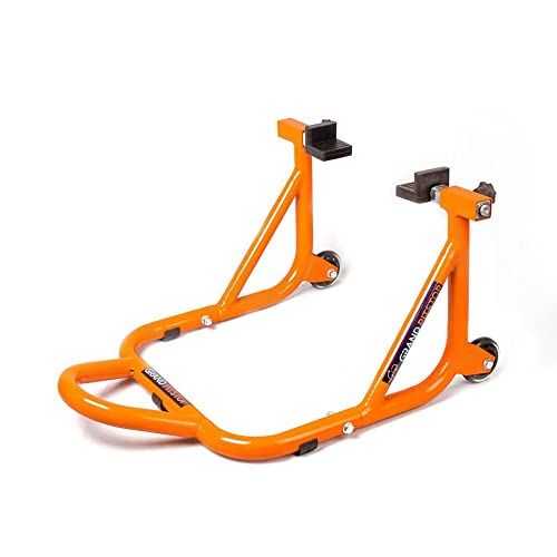 Grand Pitstop Universal Rear Paddock Stand for Motorcycle with Swingarm Rest (Dismantable with Skate Wheels, Orange, Motorcycle Weight Up to 450 Kgs)