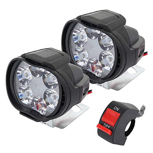 2 Stück Universal-Scheinwerfer für Motorrad, wasserdicht, 6 LEDs, Motorrad-Scheinwerfer, Nebelscheinwerfer, Nebelscheinwerfer, Roller, Scheinwerfer mit Schalter