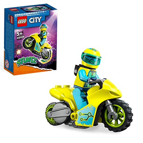 LEGO 60358 City Stuntz Cyber-Stuntbike, schwungradbetriebenes Spielzeug-Motorrad für spannende Sprünge und Tricks, Kleines Geschenk für Kinder oder Erweiterungs-Set