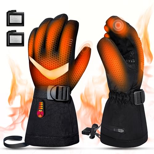 FOTFLACE Beheizte Handschuhe für Damen Herren Beheizbare Handschuhe Mit 7.4V Wiederaufladbare Batterie, 5 Einstellbarer Temperatur Skihandschuhe Für Winter Skifahren, Motorrad, Wandern (M)