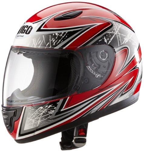 Protectwear SA03-RT-XS Kinder Motorradhelm, Integralhelm, Größe XS (Youth L), Rot/Silber