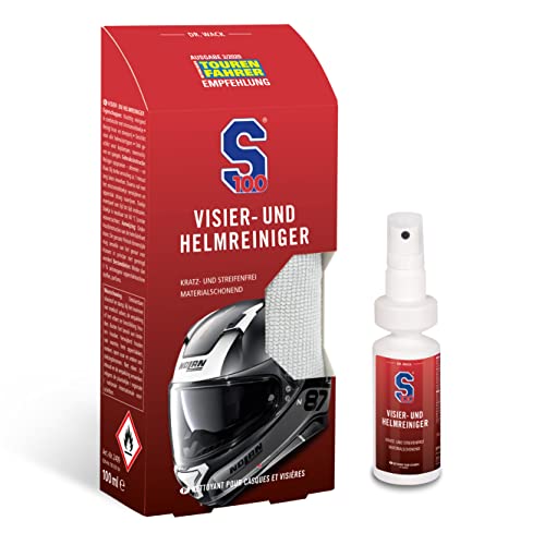 Dr. Wack - S100 Visier- & Helmreiniger 100 ml inkl. Mikrofasertuch I Premium -Reiniger für alle Motorradhelme I Für die schnelle Reinigung unterwegs I Hochwertige Helmpflege – Made in Germany