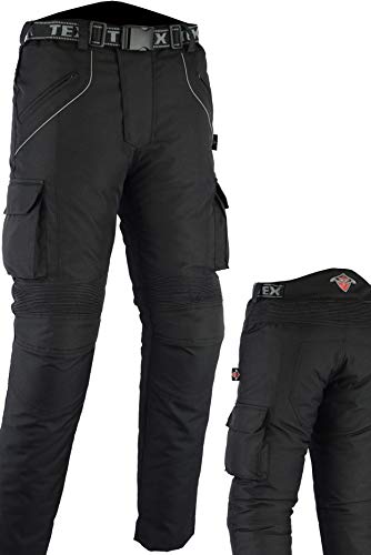 Texpeed Motorradhose mit protektoren herren - Textil Wasserdicht Motorroller Motorrad Bikerin Mit Schutz Rüstung (EN 1621-1) - Schwarz - (M Taille/Regülar Bein)