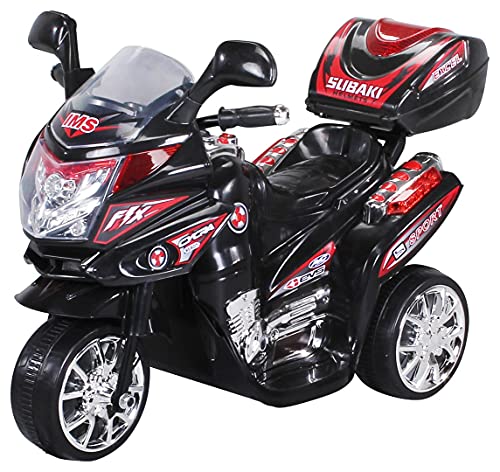 Actionbikes Motors Kinder Elektromotorrad C051 - Belastbarkeit 25 kg - Elektro Kinderdreirad mit Soundmodul - Kinder Elektro Motorrad inkl. Bremsautomatik - Ab 3 Jahren - Kindermotorrad (C051 Schwarz)