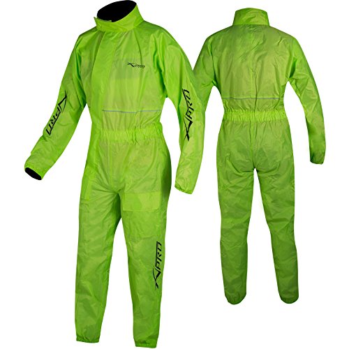 A-Pro Motorcycle Motorbike Waterproof Full Body One 1 pc Rain Over Suit Fluo XXL