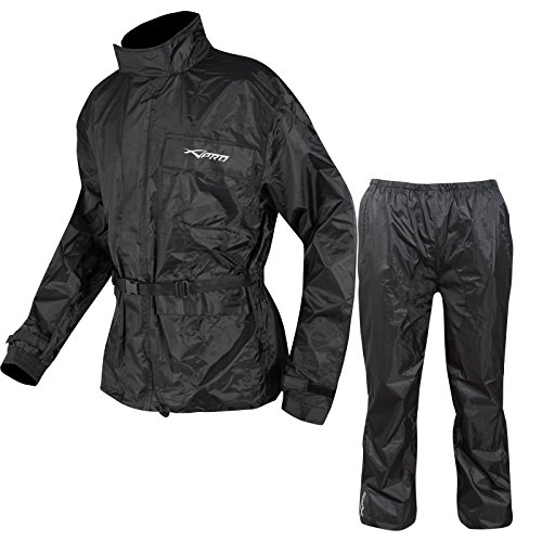 A-Pro Waterproof Motorbike Motorcycle 2 pc Rain Suit Trouser Jacket Scooter 3XL, Schwarz