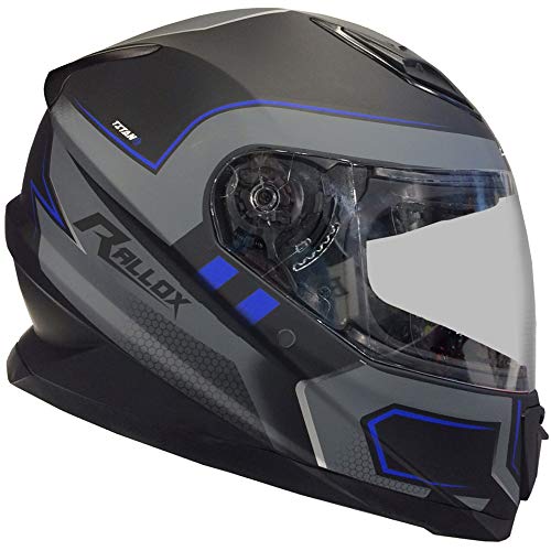 Rallox Helmets Integralhelm 510-3 schwarz/blau RALLOX Motorrad Roller Sturz Helm (XS, S, M, L, XL) Größe M
