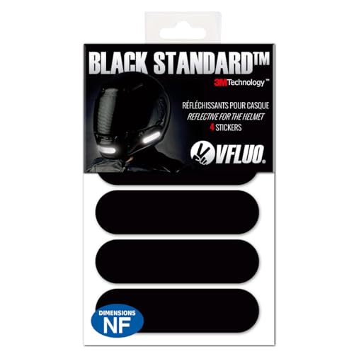 VFLUO - Kit 4 Streifen Schwarz Reflektierende Aufkleber für Motorradhelm - zugelassen für FR-Maße - Hohe Qualität und Sichtbarkeit, 3M™-Technology – diskret und Design – maximaler Halt