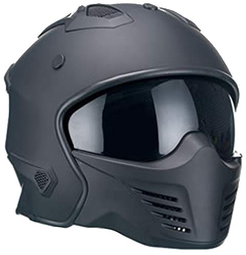 Motorradhelm Jethelm Helm RALLOX 726 matt schwarz mit ansteckbaren Kinnteil Größe XL