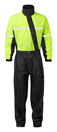 JDC Motorrad Kombi - Regenkombi - 1-Stück - Wasserdichter Regenschutz - SHIELD - Schwarz Gelb - XL - Länge Medium