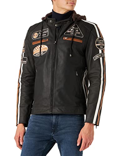 URBAN 5884 Motorradjacke Herren Leder, Herrenjacke aus Lammleder, verstaubare Protektoren für Rücken, Schultern und Ellenbogen
