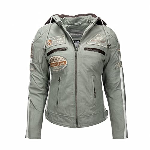 URBAN 5884 Motorradjacke Damen Mit Protektoren, Damenjacke aus Lammleder, Protektoren für Rücken, Schultern und Ellenbogen