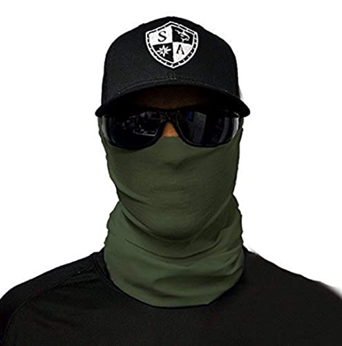 SA Fishing Face Shield Halstuch - viele verschiedene Designs - Multifunktionstuch Schutzmaske Totenkopf Schal Gesichtsmaske Sturmhaube Bandana Ski Motorrad - Tactical Faceshield Green