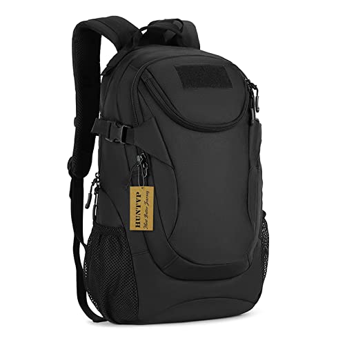 HUNTVP® 25L Taktisch Rucksack MOLLE Schultasche Militärisch Schulranzen Daypack Wasserdicht Mini Erwachsene Tagesrucksack Sportrucksack Trekkingrucksack für Outdoor Sport Fitness Wandern - Schwarz