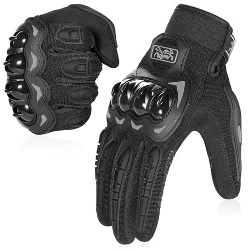 COFIT Motorrad Handschuhe, Touchscreen Motorradhandschuhe für Motorradrennen, Mountainbike, Motorcross, Klettern, Wandern und andere Outdoor Sportarten und Aktivitäten - Schwarz L