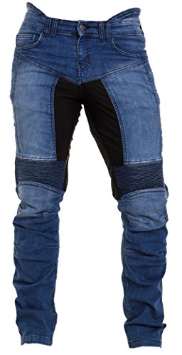 Qaswa Herren Motorradhose Jeans Motorrad Hose Motorradrüstung Schutzauskleidung Motorcycle Biker Pants, Blau, 32W / 34L