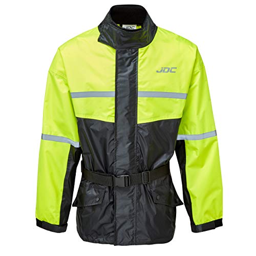 JDC Wasserdichte Motorrad-Regenüberzugsjacke Hohe Sichtbarkeit - SHIELD - Gelb/Schwarz - XXL