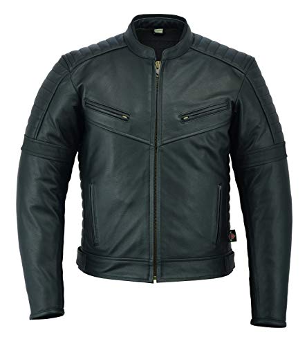 Texpeed Motorrad lederjacke herren mit protektoren - Schwarz Bikerjacke - Motorrad mit original biker rüstung gepanzert (EN 1621-1) Schutz - 3XL