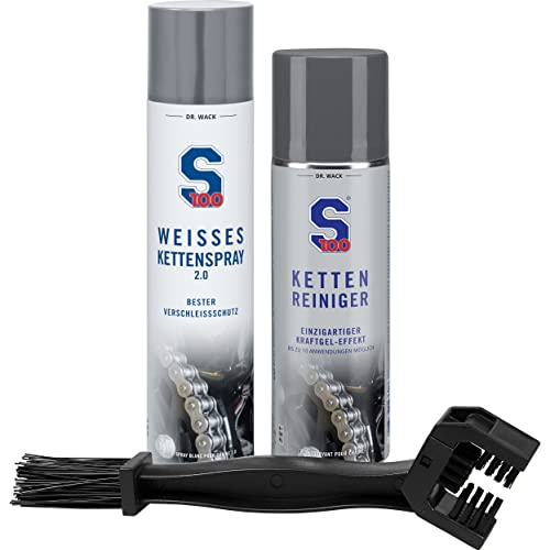 S100 Weisses Kettenspray 2.0 /Kettenreiniger+Kettenbürste, Unisex, Multipurpose, Ganzjährig