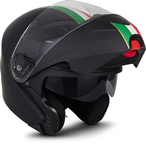 Moto Helmets® F19 „Venice Black“ · Motorrad-Helm · Klapp-Helm Modular-Helm Flip-up Integral-Helm Motorrad-Helm Roller-Helm Sport · ECE 22.05 Sonnenvisier Schnellverschluss Tasche L (59-60cm)