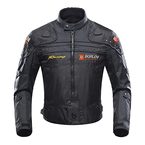 BORLENI Motorradjacke Herren Motorrad Jacke Winddicht mit Protektoren Protektoren Jacke Roller Biker Touren Damen Schwarz XL