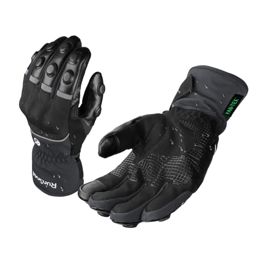 2KP CE Winter Motorradhandschuhe für Männer Frauen, Winddichte Wasserdichte Motorrad Handschuhe, Warme Lange Stulpen Biker Handschuhe mit Hartem Knöchelschutz Touchscreen Handschuhe für BMX ATV MTB