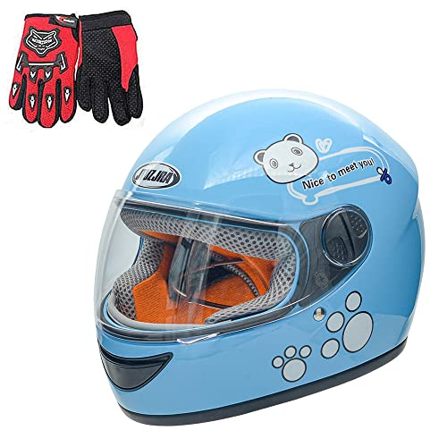 ZJRA Kinderhelm, Motorradhelm Für Kinder, Motorrad Halbhelme, Motorrad Moped Jungen Mädchen Kinder Childs, 3 Farben Style Für Wahl,Blau