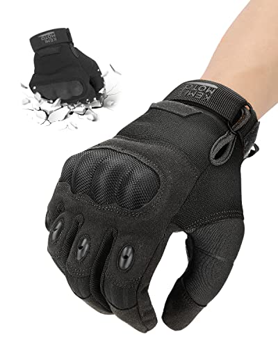 ISSYZONE Taktische Handschuhe, Motorradhandschuhe, Militär Einsatzhandschuhe mit Kohlefaser Knöchelprotektor und Touchscreen, Atmungsaktiv, Vollfinger, für Bushcraft, Motorrad, Jagd und Security