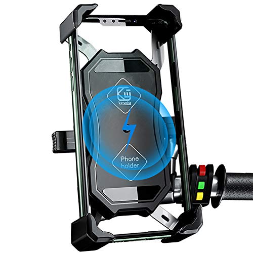 Jeebel Motorrad Handyhalterung, 2 in 1 QI Wireless und QC 3.0 USB Ladegerät Motorrad Handyhalterung mit 360° drehbarer Halterung verstellbar für 4-7 Zoll Smartphone Samsung/Huawei/Android