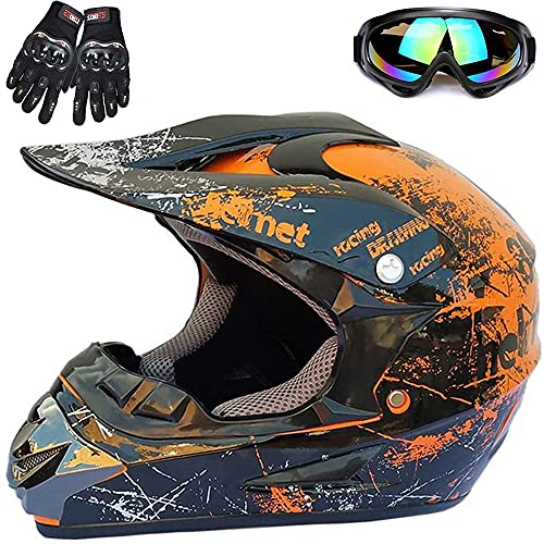 Jugend Motorradhelme,Kinderfahrradreithelm,Junge Und Mädchen, Roller Ski ATV Helm,DOT / ECE-Zertifizierung,Geeignet Für Alle Jahreszeiten,11,S