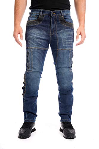 newfacelook Motorradhose Herren Denim Motorrad Jeans Herren Stretch Panel Biker Hose mit Aramid Schutzfutter