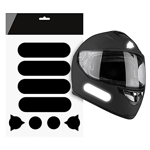 AUTODOMY Reflektierende Aufkleber für Motorradhelm - 8 Stück - Reflektoren Helm - Helmaufkleber Reflektierend - Motorradhelm Aufkleber - Motorrad Aufkleber - Racing Design (Schwarz Reflektierend)