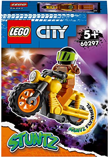 LEGO 60297 City Stuntz Power-Stuntbike, Set mit schwungradbetriebenem Motorrad und Rennfahrer-Wallop-Minifigur, Spielzeug für Kinder ab 5 Jahren