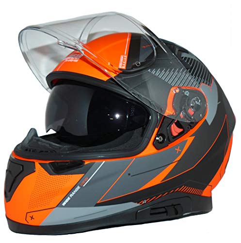 Motorradintegralhelm mit integrierter Sonnenblende und klappbarem Visier 917-OG-XXL