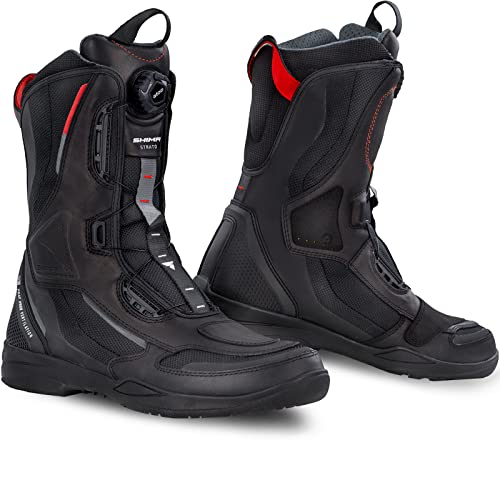 SHIMA STRATO Motorradstiefel Herren und Damen - Motorrad Wasserdicht Stiefel Tourenstiefel Schuhe Männer Leder Schwarz (Herren, Vented, 48)