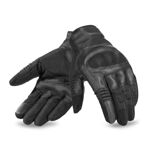 Grapelet Motorradhandschuhe Herren,Touchscreen Handschuhe Motorrad Sommer,Vollfinger Motorrad Lederhandschuhe für Mountainbike,Motocross,Bergsteigen,Wandern,M