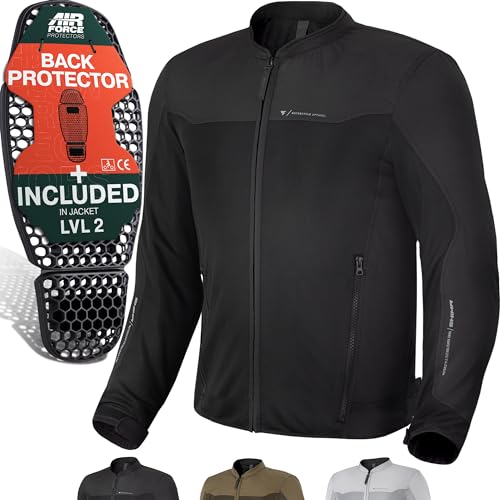 SHIMA OPENAIR Motorradjacke Herren - Leichte, Atmungsaktive Sommer Mesh Motorcycle Stadt Textiljacke Männer mit CE Schulter Ellbogen und Rückenprotektoren, Breitenverstellung (Schwarz, XL)