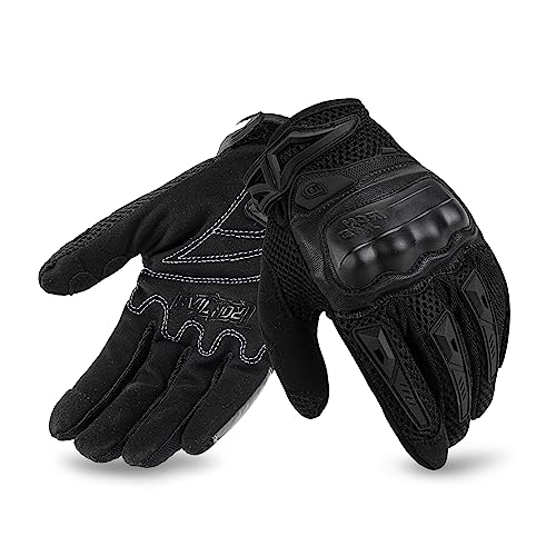 IRON JIA'S Motorradhandschuhe, Vollfinger-Touchscreen Motorrad Handschuhe Herren, Sommer Scooter Handschuhe für Motorradrennen, ATV, Klettern, Jagen, Motocross und andere Outdoor Sportarten-Schwarz, L