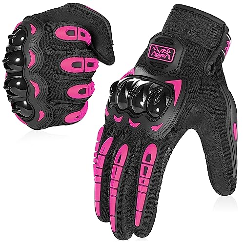 COFIT Motorrad Handschuhe, Touchscreen Motorradhandschuhe für Motorradrennen, Mountainbike, Motorcross, Klettern, Wandern und andere Outdoor Sportarten und Aktivitäten - Rosa M