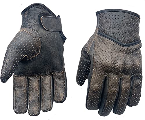 L&J Leder MOTORRADHANDSCHUHE aus Antikleder - Biker Motorrad Handschuhe - ECHTES Rindleder, Biker Chopper Motorrad (XL)