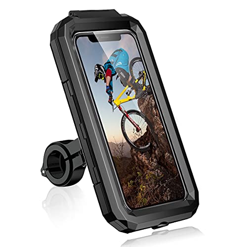 Faneam Wasserdicht Fahrrad Handyhalterung Abnehmbare 360​​° Drehen Halterung Für Motorrad Handyhalter Anti-Vibration,Touch ID & Face ID, Für 4,7-6,8 Zoll Smartphone (L)