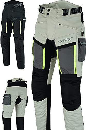 Texpeed Motorradhose Mit Protektoren Herren - Textil Wasserdicht Motorroller Motorrad Bikerin Mit Schutz Rüstung (EN 1621-1) - Sommer/Winter Weiß/Beige - L