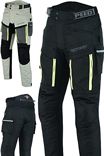 TEXPEED Motorradhose Mit Protektoren Herren - Textil Wasserdicht Motorroller Motorrad Bikerin Mit Schutz Rüstung (EN 1621-1) - Sommer/Winter Schwarz - L