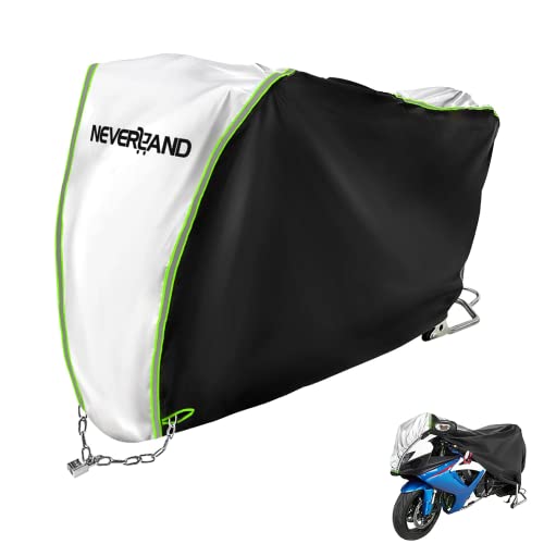 NEVERLAND Motorrad Abdeckplane, 245 * 105 * 125cm 210D Oxford Wasserdichten Motorradabdeckung mit Schlosslöcher Reflektierende Bänder Moped Motorroller Abdeckplane Staubdicht Regenfest Motorradgarage