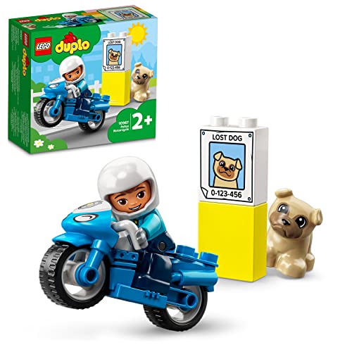 LEGO DUPLO Polizeimotorrad, Polizei-Spielzeug für Kleinkinder ab 2 Jahre, ideales Motorikspielzeug für Babys, Spielzeug-Motorrad für Mädchen und Jungen 10967