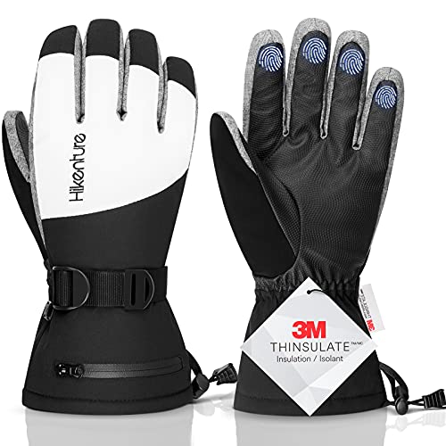 HIKENTURE Winterhandschuhe Herren Damen Wasserdicht, Winddichte Skihandschuhe Winterhandschuhe Fahrrad Ski Laufen Männern Frauen, Winddichte Handschuhe Winter mit Langlauf-Black-L