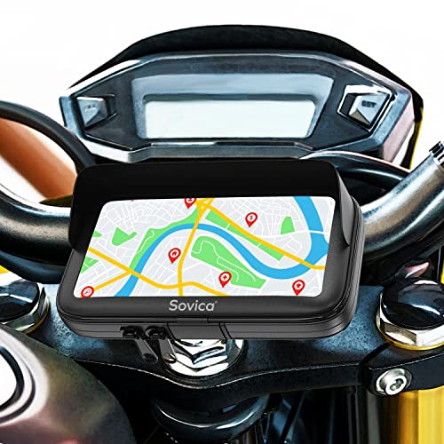 Handyhalterung Motorrad gültig für Lenker Aller Dicken und Formen wasserdichte Hülle mit Visier Gültig für Smartphones bis 7,5" Motorrad handyhalterung