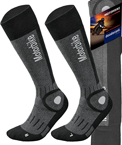 TODO Motorrad Socken Lang Herren und Damen Motorradstrümpfe Schwarz (44-46)