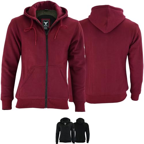 BULLDT Damen Motorrad Hoodie mit Protektoren 100% Aramid schutz Schutzjacke Hood Motorradjacke textil Weinrot - 40