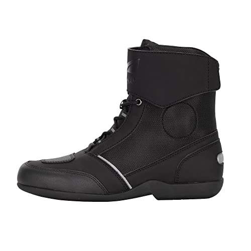 FAST WAY Touring 201 Motorradstiefel Herren, CE Zertifiziert, Schalthebelverstärkung, Knöchelschutz, Robuste Motorradschuhe, Schnürsenkel mit Klett-Abdeckung, Größe 46